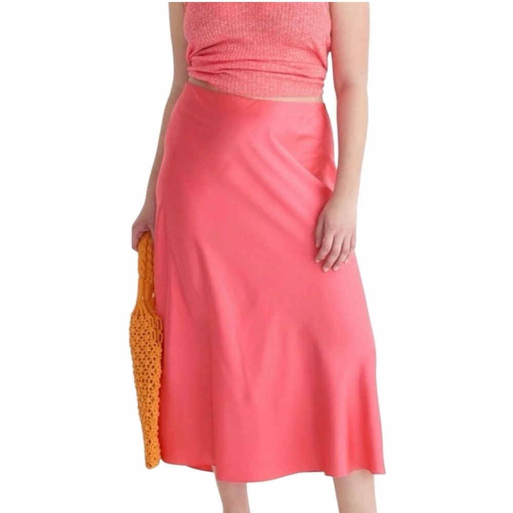 J. Crew Gwyneth Pink Satin A-Line Skirt - Picture 2 of 6